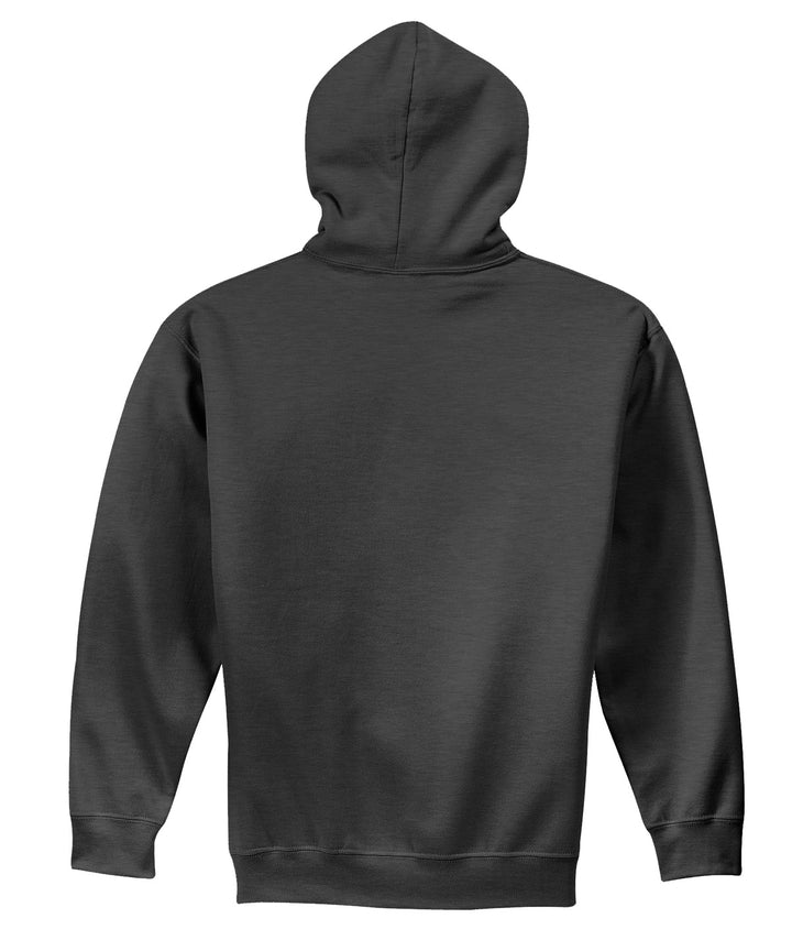Rear View of Dark Heather Gildan - Heavy Blend Hooded Sweatshirt. 18500