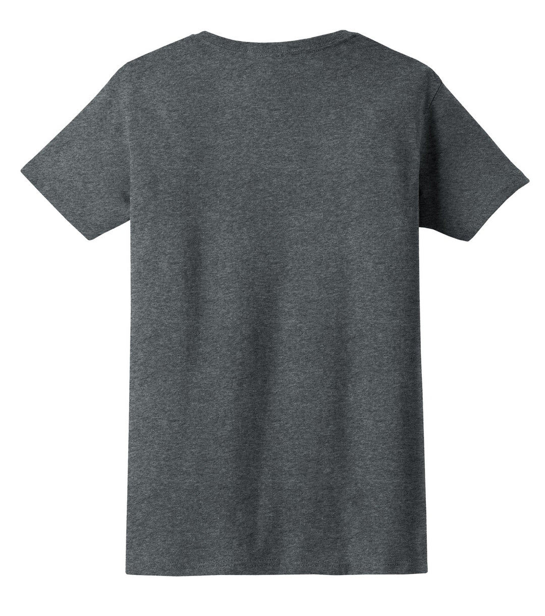 Rear View of Dark Heather Gildan Women's Ultra Cotton 100% US Cotton T-Shirt. 2000L