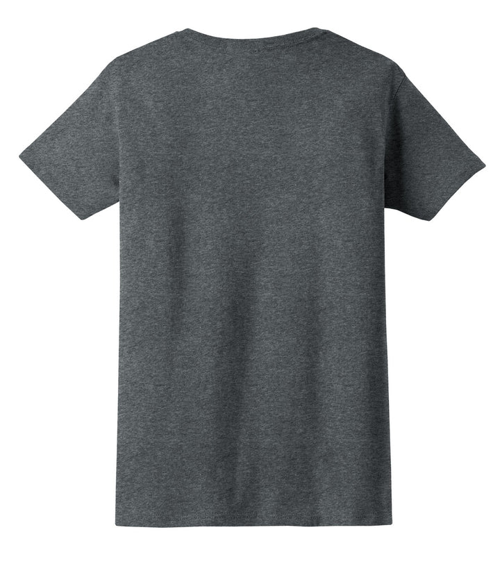 Rear View of Dark Heather Gildan Women's Ultra Cotton 100% US Cotton T-Shirt. 2000L