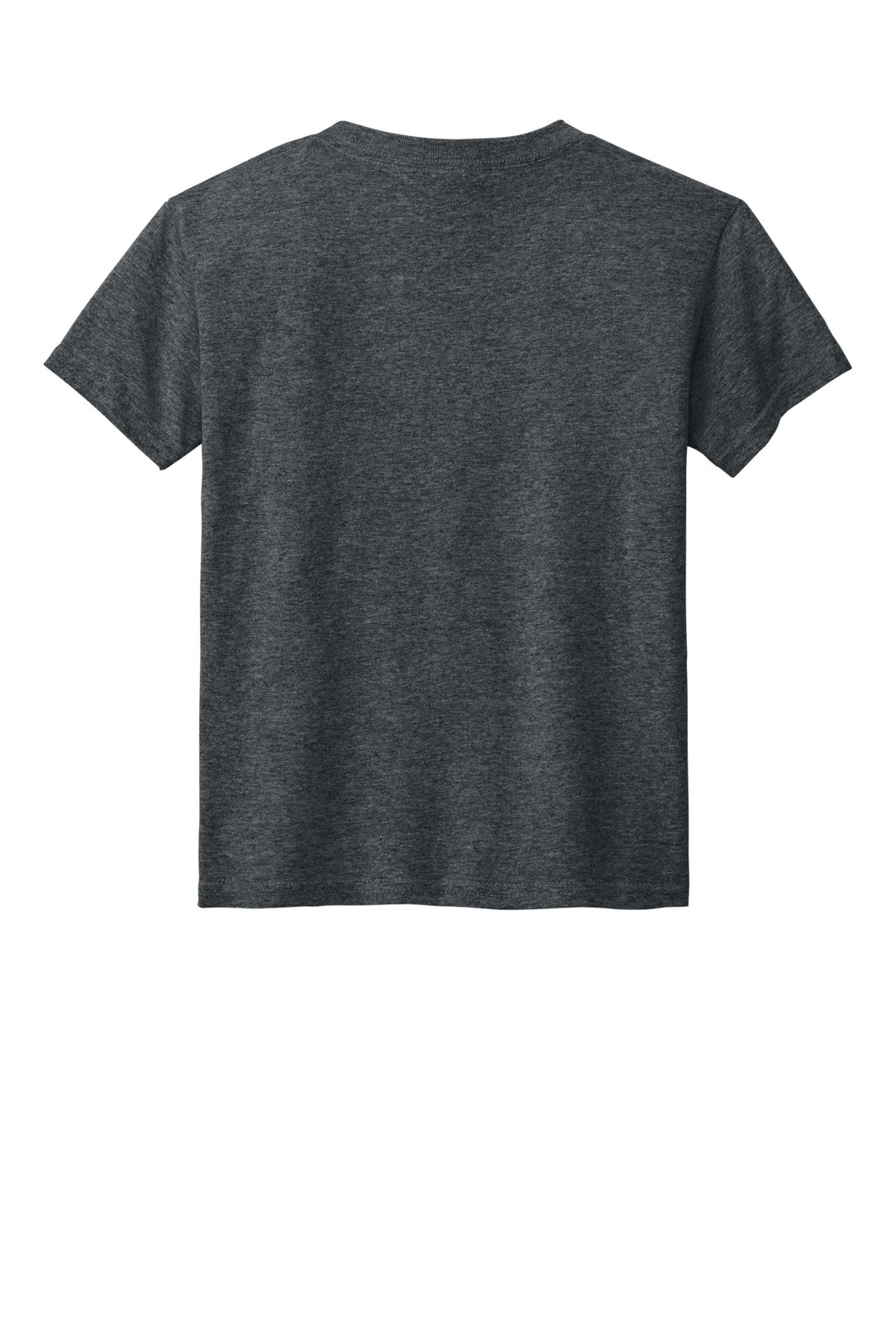 Rear View of Dark Heather Gildan Youth DryBlend 50 Cotton/50 Poly T-Shirt. 8000B