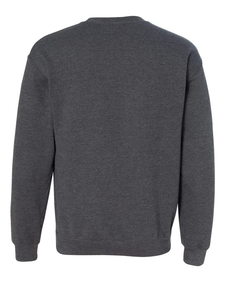 Rear View of Dark Heather Heavy Blend™ Crewneck Sweatshirt - 18000