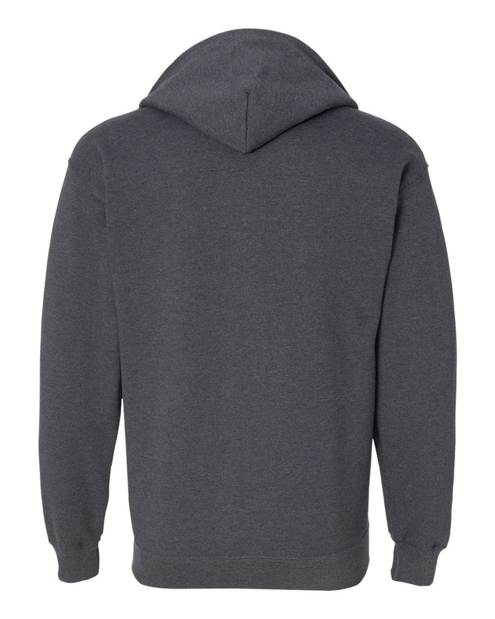 Rear View of Dark Heather Heavy Blend™ Full-Zip Hooded Sweatshirt - 18600