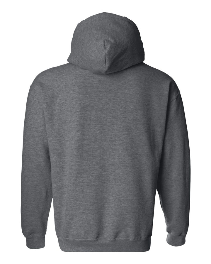 Rear View of Dark Heather Heavy Blend™ Hooded Sweatshirt - 18500