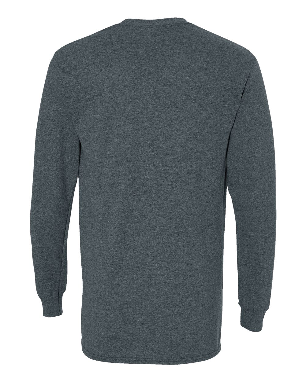 Rear View of Dark Heather Heavy Cotton™ Long Sleeve T-Shirt - 5400