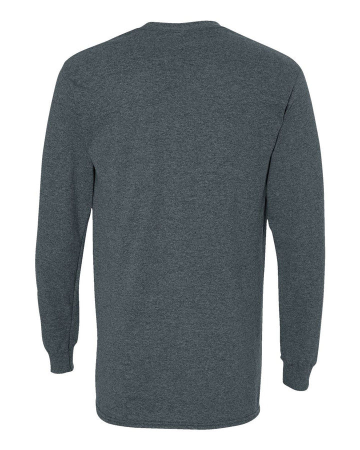 Rear View of Dark Heather Heavy Cotton™ Long Sleeve T-Shirt - 5400
