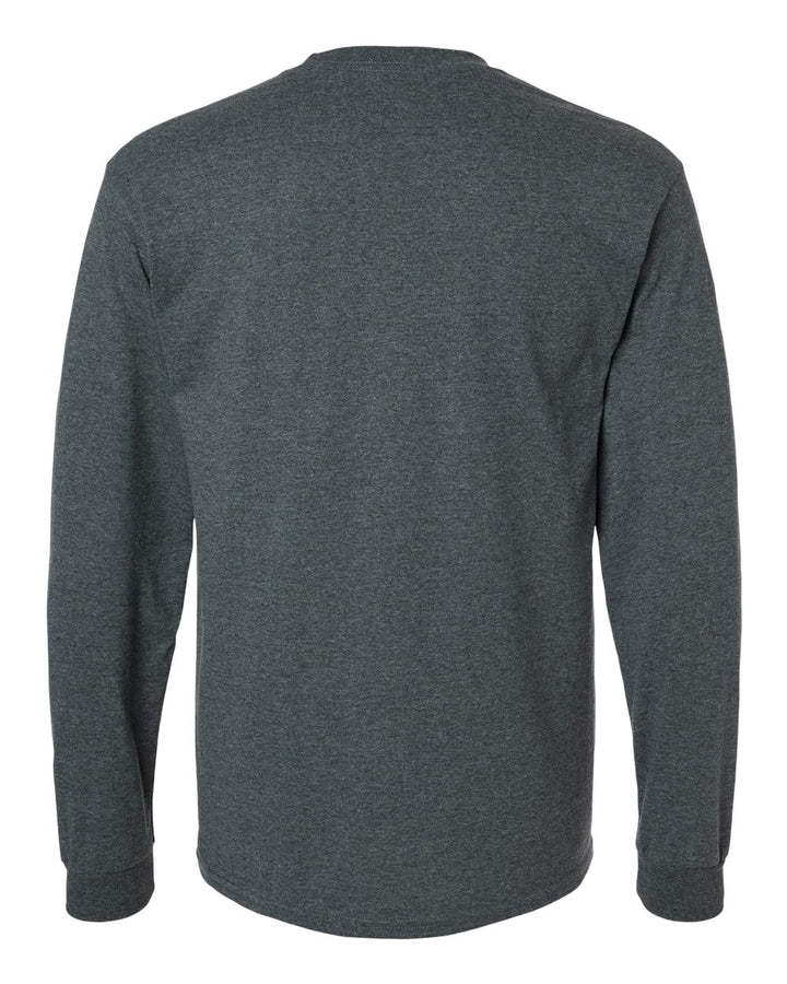Rear View of Dark Heather Ultra Cotton® Long Sleeve T-Shirt - 2400