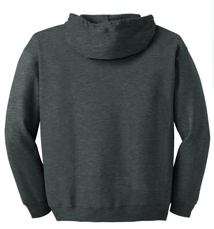 Rear View of Dark Hthr Grey Gildan - Heavy Blend Full-Zip Hooded Sweatshirt. 18600