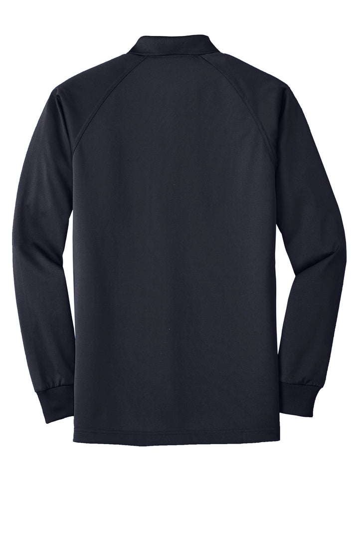 Rear View of Dark Navy CornerStone - Select Long Sleeve Snag-Proof Tactical Polo. CS410LS