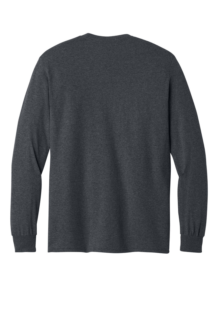 Rear View of DarkHthr Gildan - Heavy Cotton 100% Cotton Long Sleeve T-Shirt. 5400