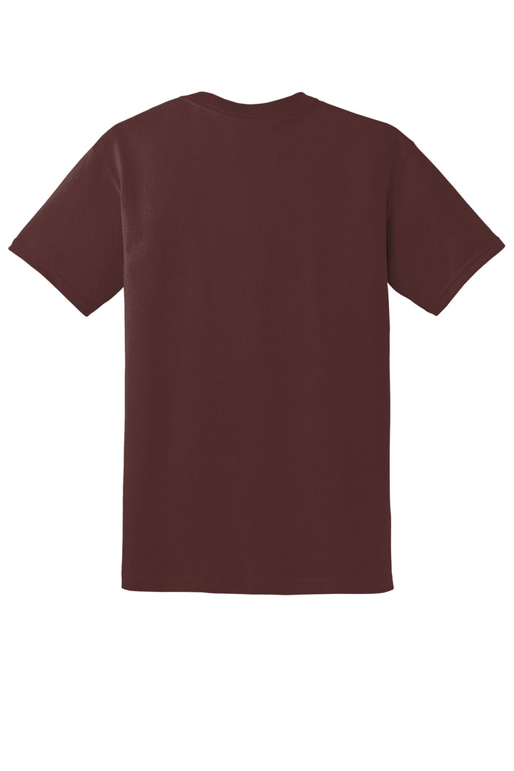 Rear View of DarkMaroon Gildan DryBlend 50 Cotton/50 Poly T-Shirt. 8000