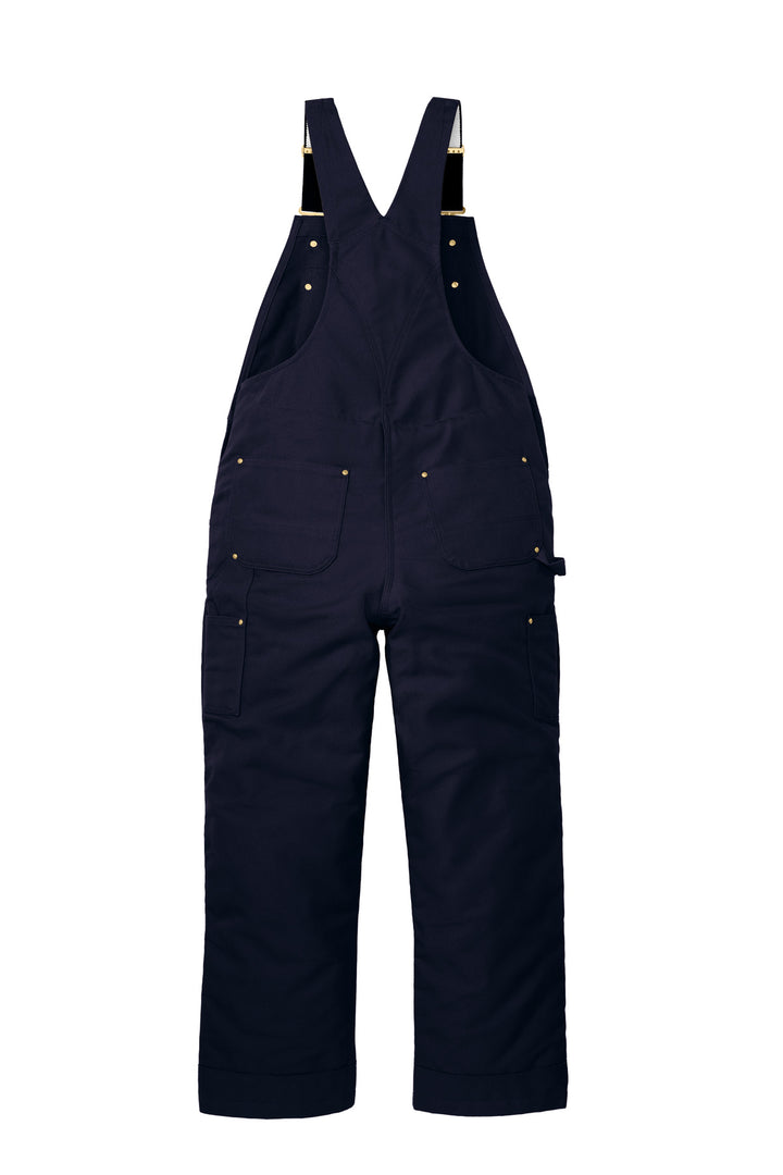 Rear View of DarkNavy Carhartt Short Firm Duck Insulated Bib Overalls CTS106672