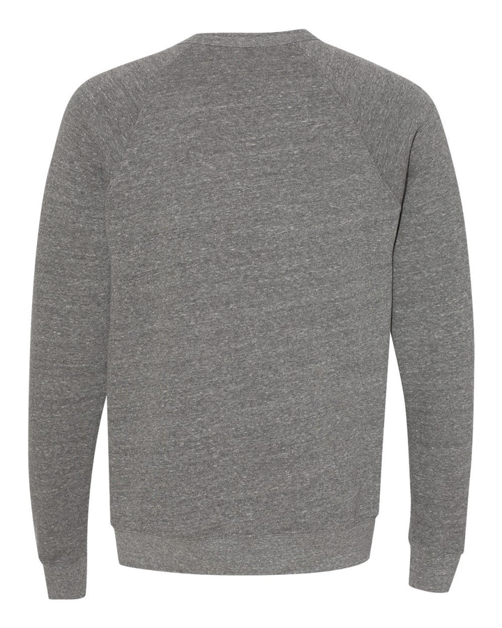 Rear View of Deep Heather Sponge Fleece Raglan Crewneck Sweatshirt - 3901
