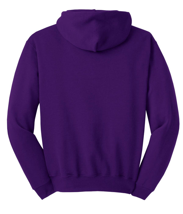 Rear View of Deep Purple Jerzees NuBlend Pullover Hooded Sweatshirt. 996M