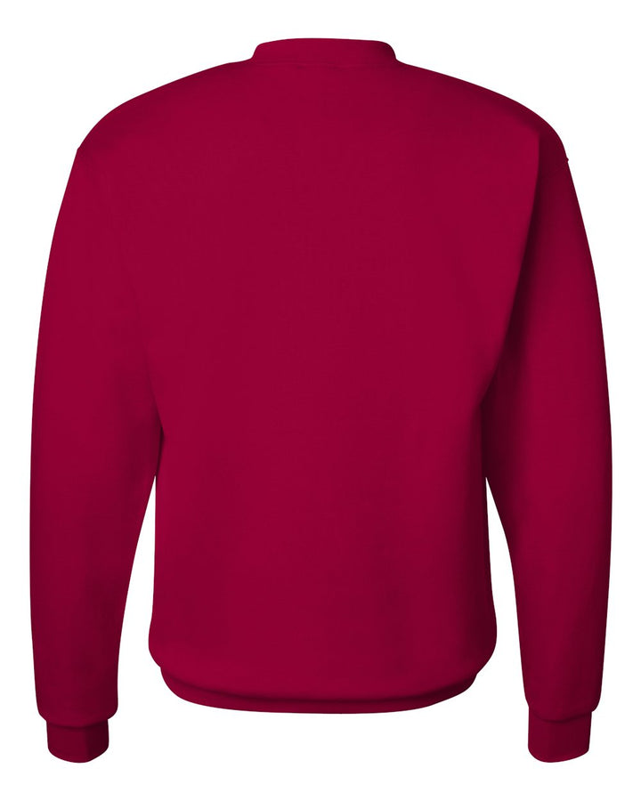 Rear View of Deep Red Ecosmart® Crewneck Sweatshirt - P160