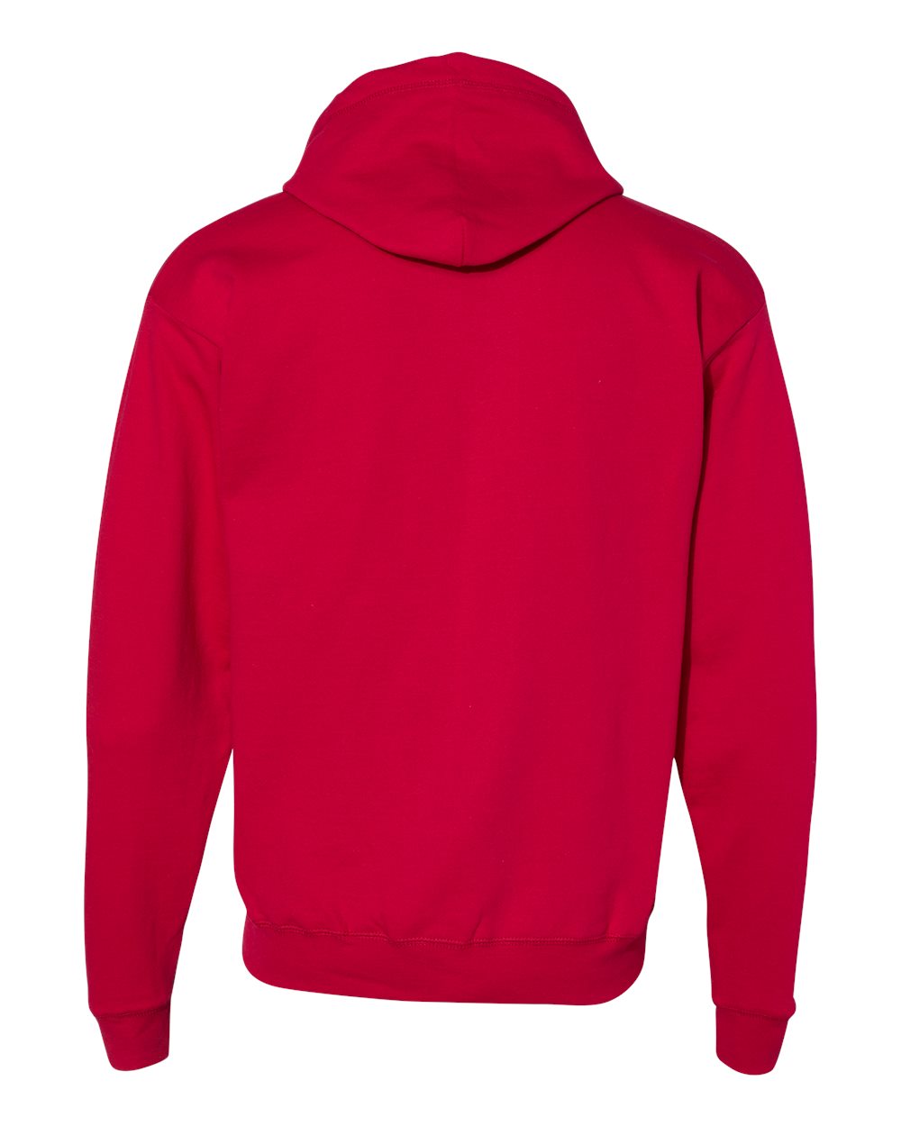 Rear View of Deep Red Ecosmart® Full-Zip Hooded Sweatshirt - P180
