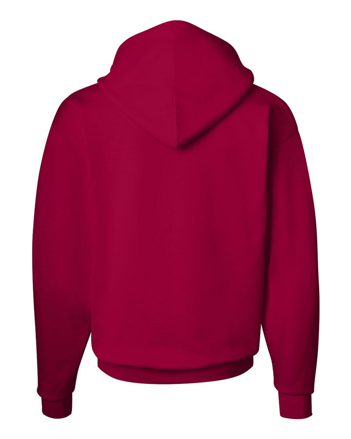 Rear View of Deep Red Ecosmart® Hooded Sweatshirt - P170