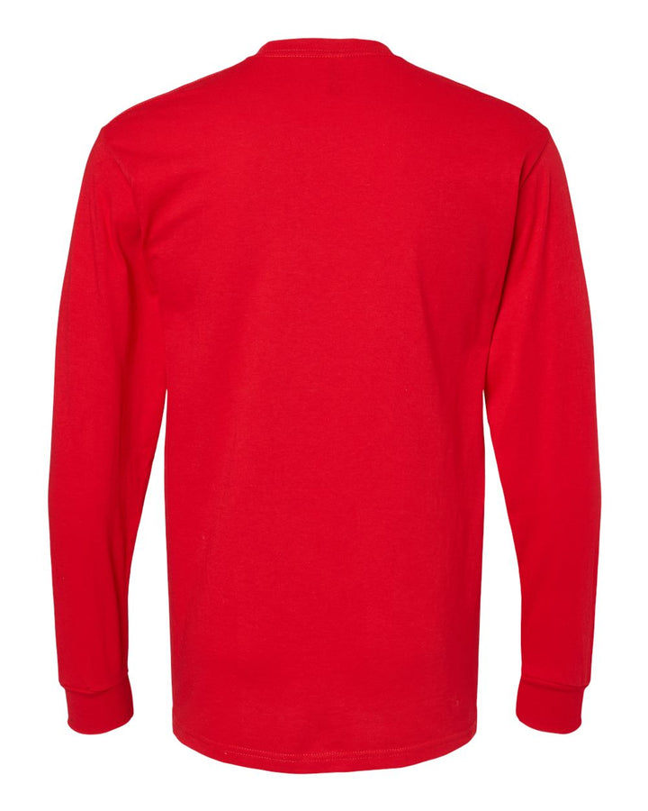 Rear View of Deep Red Gold Soft Touch Long Sleeve T-Shirt - 4820