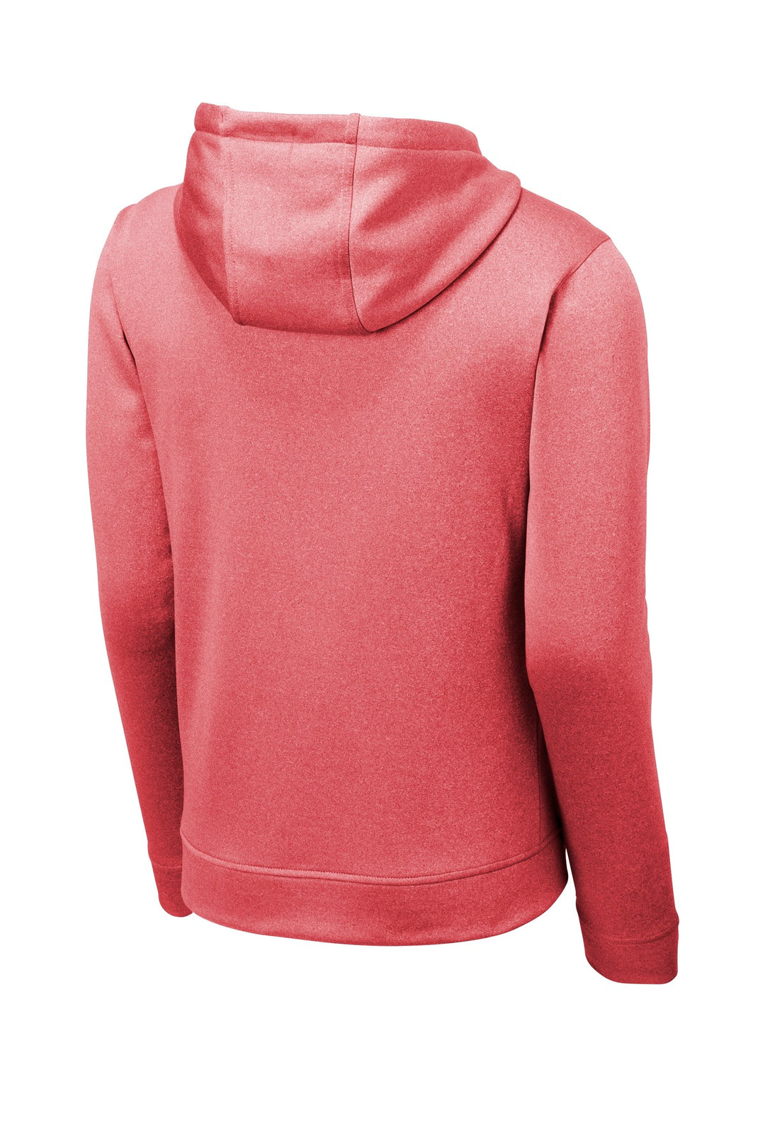 Rear View of Deep Red Hthr Sport-Tek PosiCharge Sport-Wick Heather Fleece Hooded Pullover. ST264