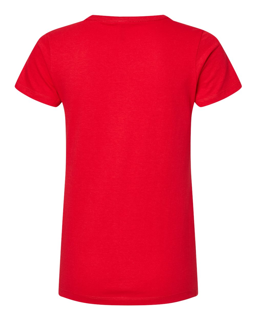 Rear View of Deep Red Women's Gold Soft Touch T-Shirt - 4810