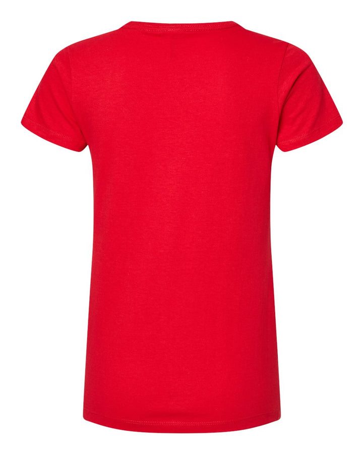 Rear View of Deep Red Women's Gold Soft Touch T-Shirt - 4810
