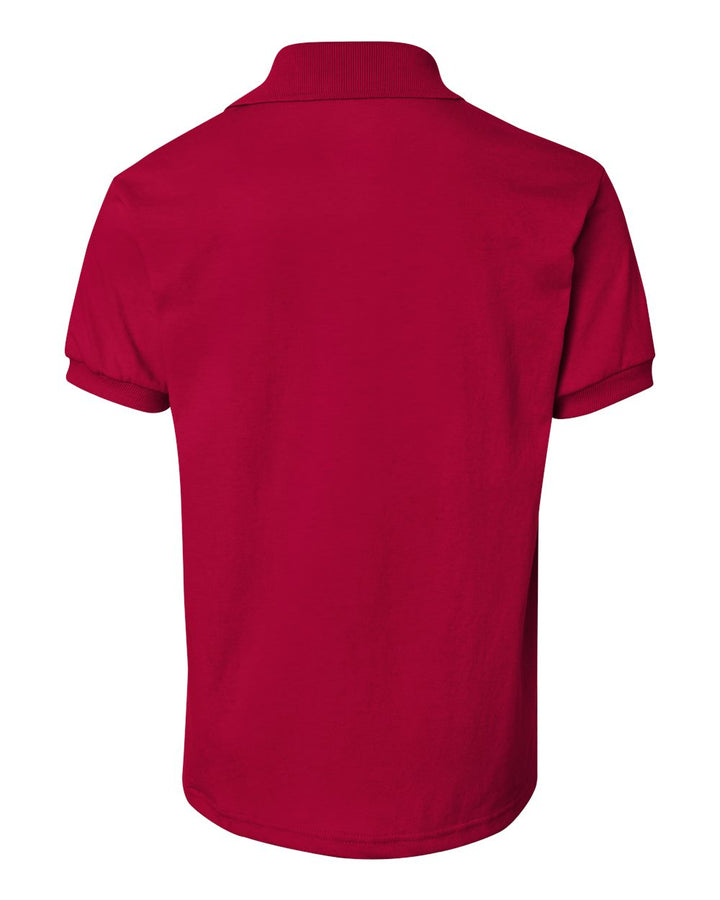 Rear View of Deep Red Youth Ecosmart® Jersey Polo - 054Y