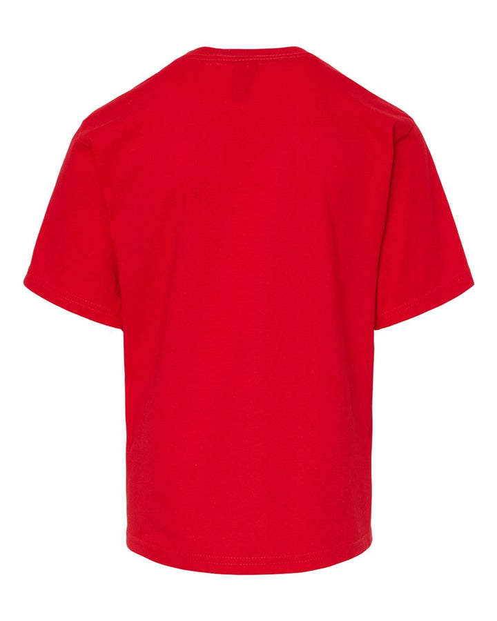 Rear View of Deep Red Youth Gold Soft Touch T-Shirt - 4850