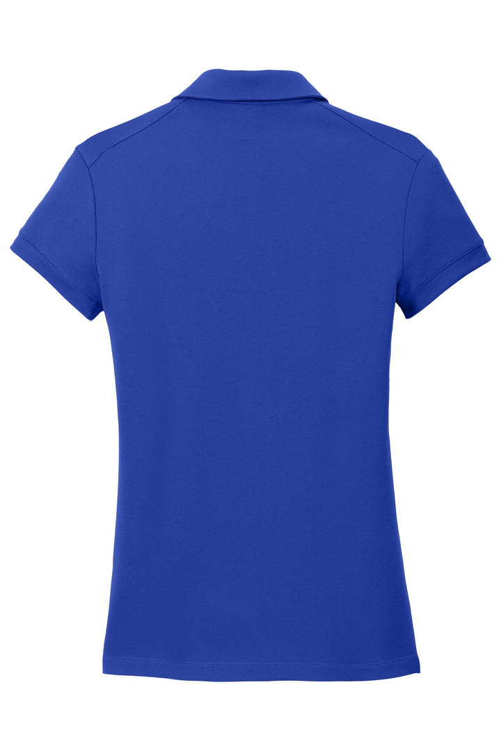 Rear View of Deep Royal Blu Nike Women's Dri-FIT Solid Icon Pique Modern Fit Polo. 746100