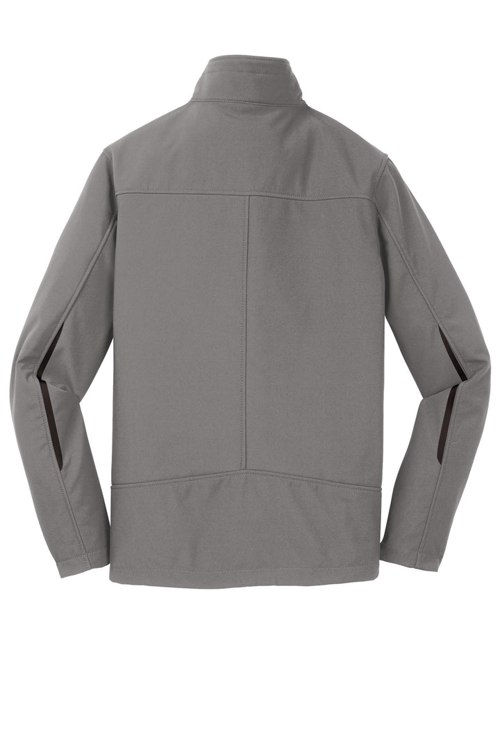 Rear View of Deep Smoke Port Authority Welded Soft Shell Jacket. J324