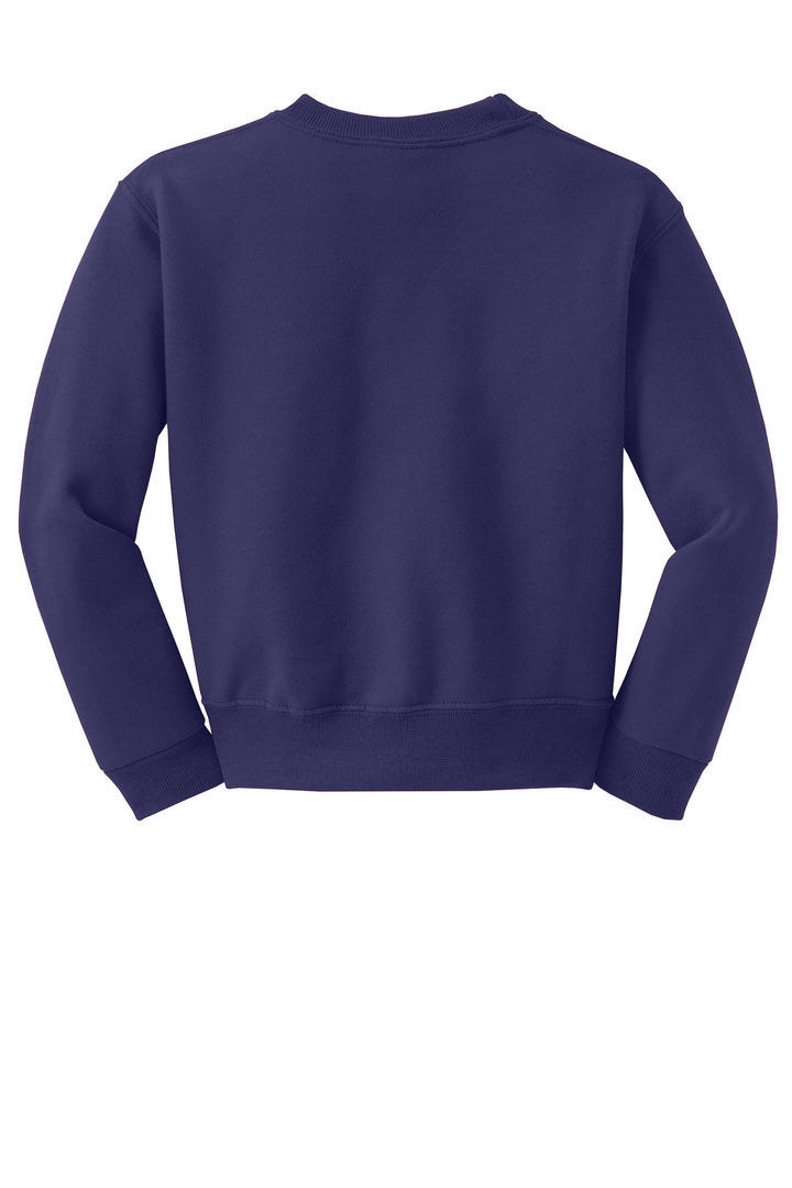 Rear View of DeepPurple Jerzees - Youth NuBlend Crewneck Sweatshirt. 562B