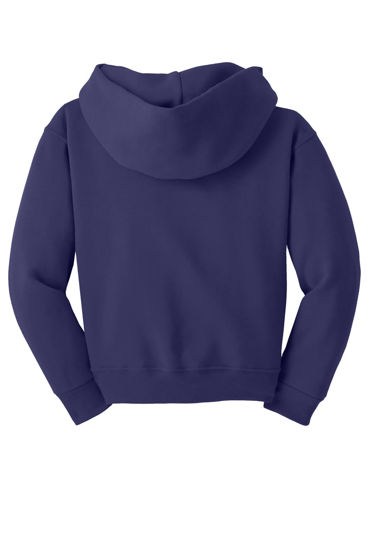 Rear View of DeepPurple Jerzees - Youth NuBlend Pullover Hooded Sweatshirt. 996Y