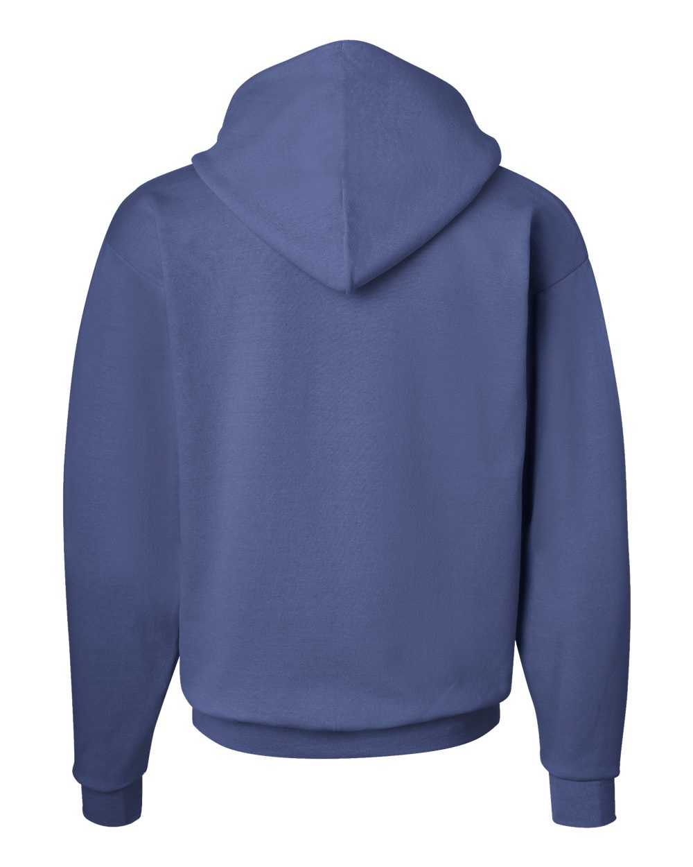 Rear View of Denim Blue Ecosmart® Hooded Sweatshirt - P170