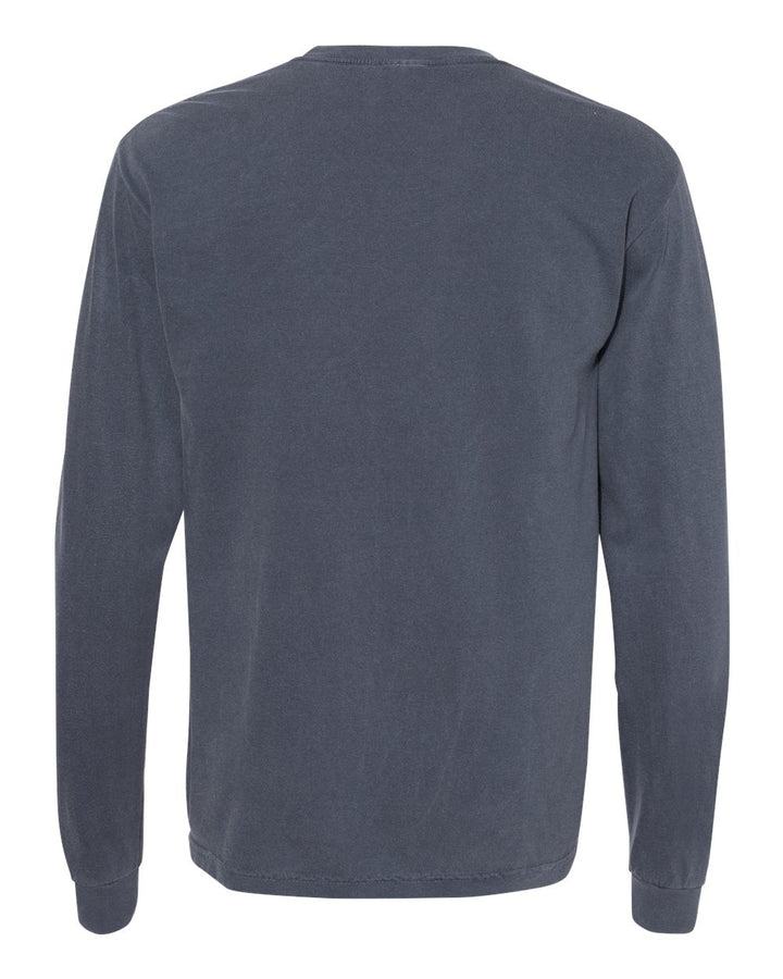 Rear View of Denim Garment-Dyed Heavyweight Long Sleeve T-Shirt - 6014