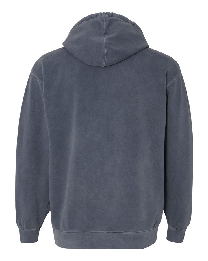 Rear View of Denim Garment-Dyed Hooded Sweatshirt - 1567