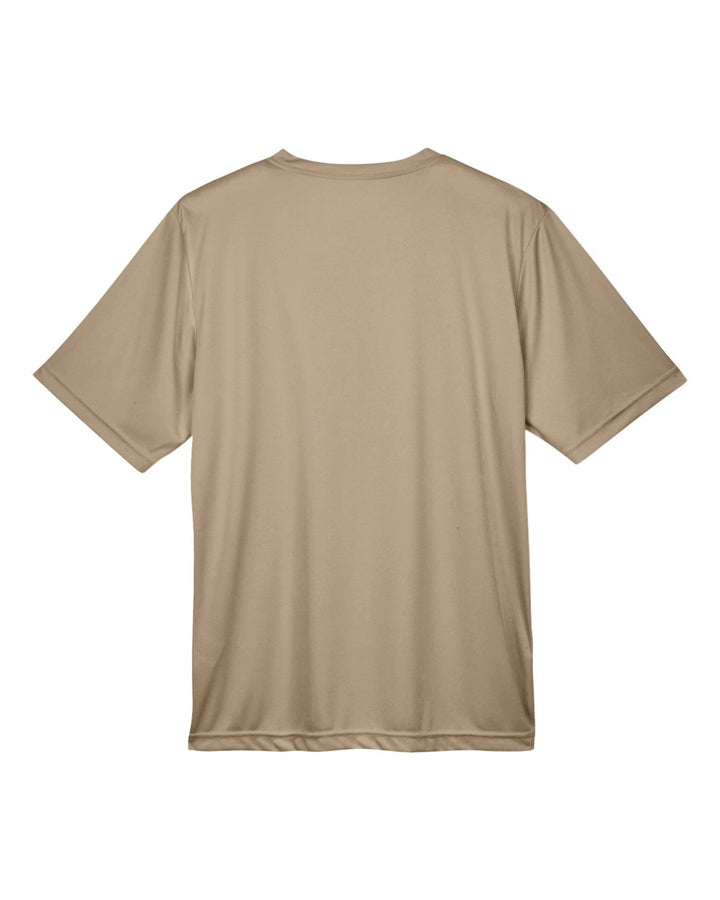 Rear View of Desert Khaki Men's Zone Performance T-Shirt - TT11