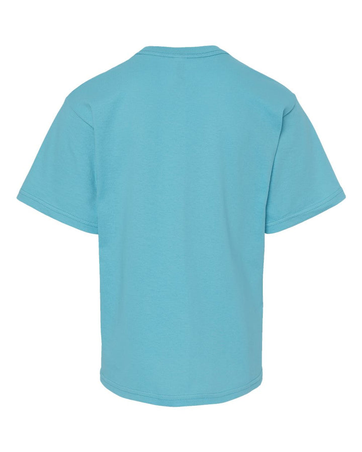 Rear View of Diving Blue Youth Gold Soft Touch T-Shirt - 4850