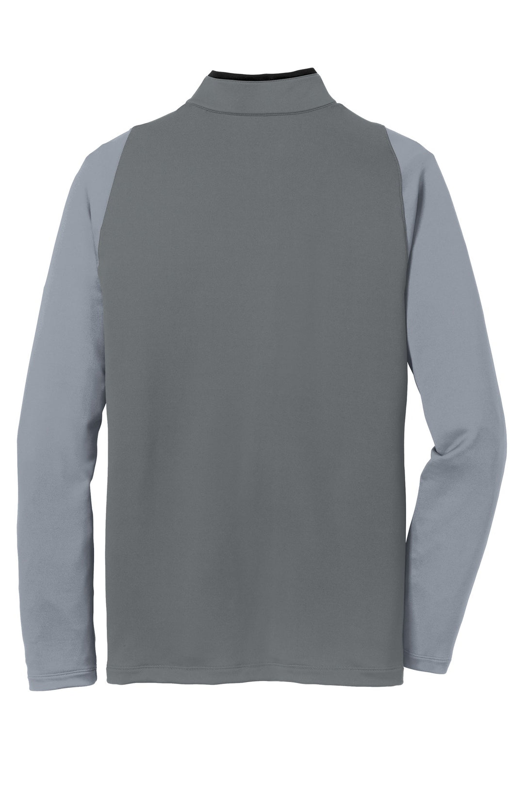 Rear View of DkGy/ClGy/Volt Nike Dri-FIT Stretch 1/2-Zip Cover-Up. 779795