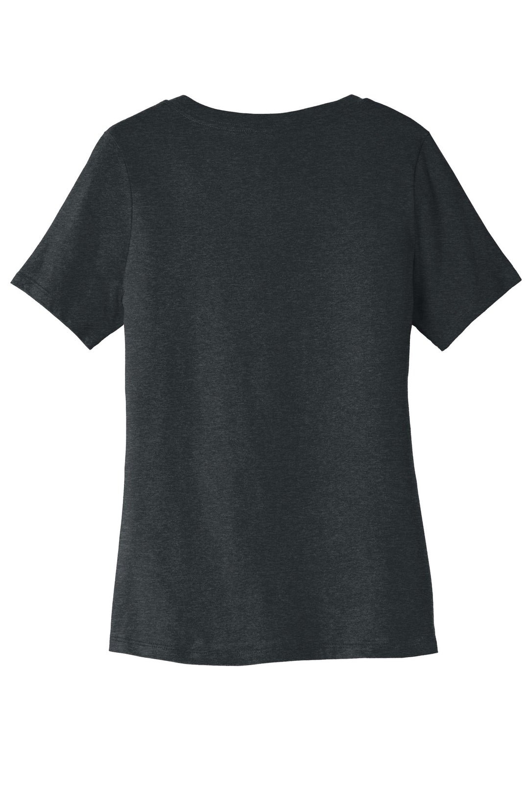 Rear View of DkGyHthr BELLA+CANVAS Women's Relaxed Heather CVC V-Neck Tee BC6405CVC