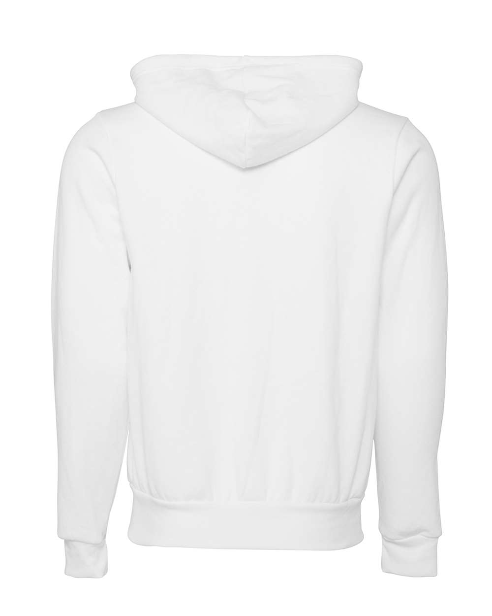 Rear View of DTG White Sponge Fleece Full-Zip Hoodie - 3739