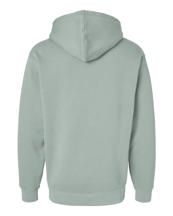 Rear View of Dusty Sage Heavyweight Hooded Sweatshirt - IND4000