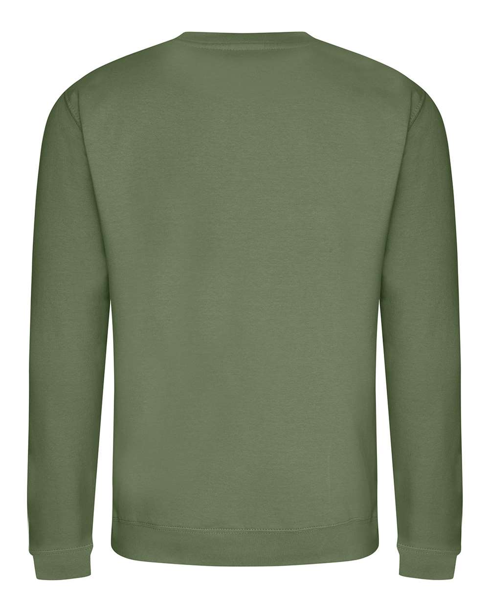 Rear View of Earthy Green College Crewneck Sweatshirt - JHA030