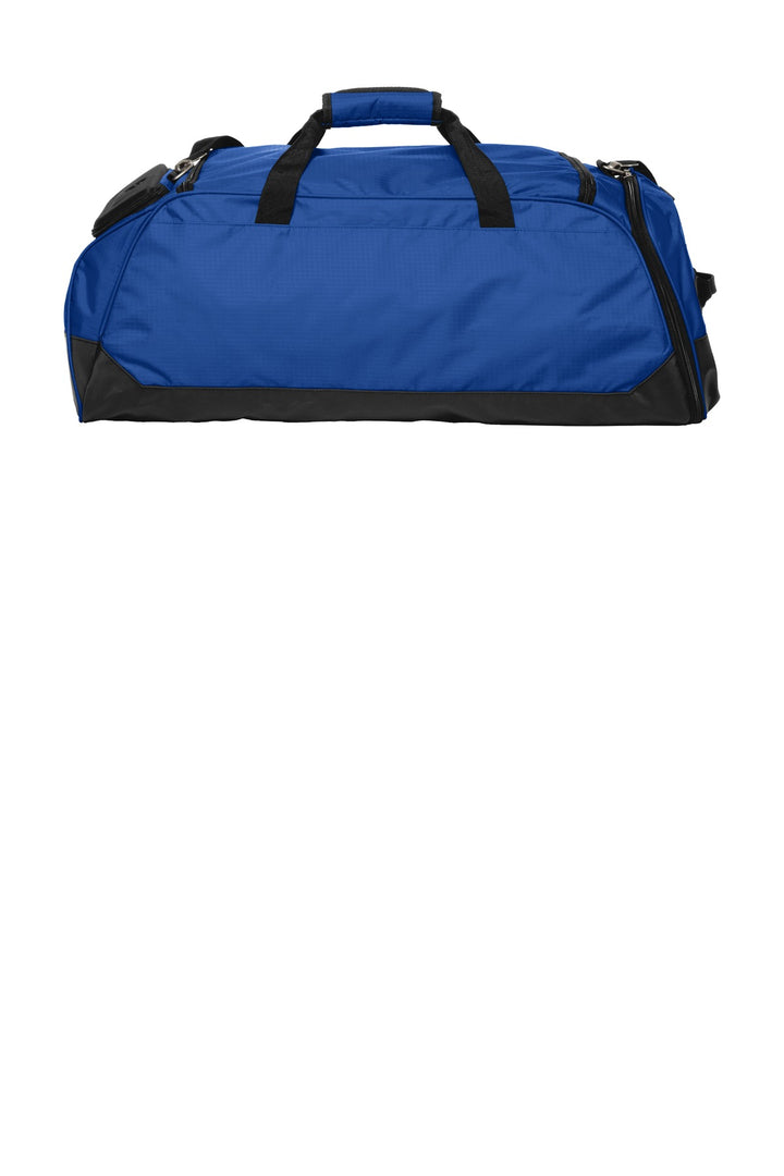 Rear View of Electric Bl/Bk OGIO Transition Duffel. 411097