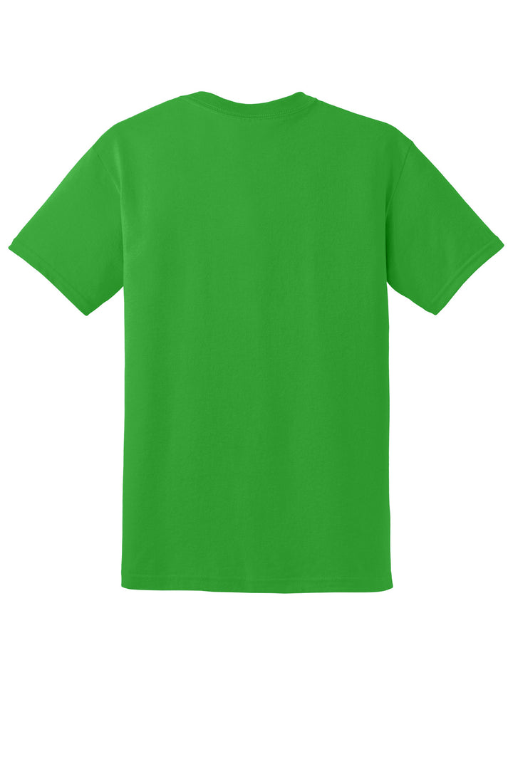 Rear View of Electric Green Gildan DryBlend 50 Cotton/50 Poly T-Shirt. 8000