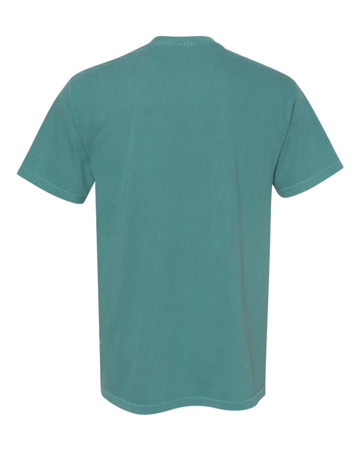 Rear View of Emerald Garment-Dyed Heavyweight Pocket T-Shirt - 6030
