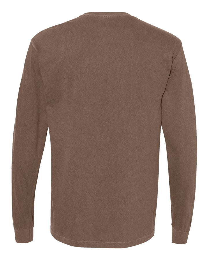 Rear View of Espresso Garment-Dyed Heavyweight Long Sleeve T-Shirt - 6014