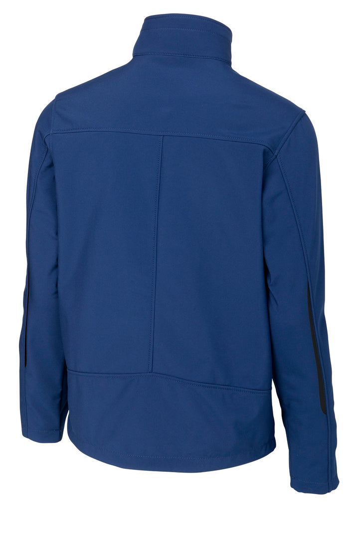 Rear View of Estate Blue Port Authority Welded Soft Shell Jacket. J324