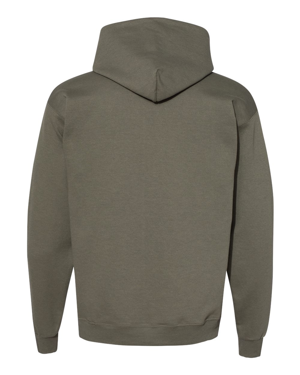Rear View of Fatigue Green Ecosmart® Hooded Sweatshirt - P170
