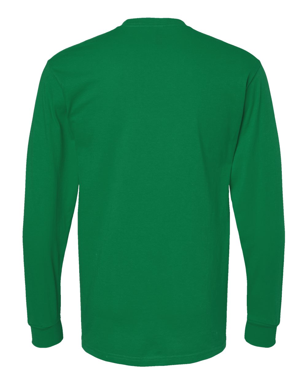 Rear View of Fine Kelly Green Gold Soft Touch Long Sleeve T-Shirt - 4820
