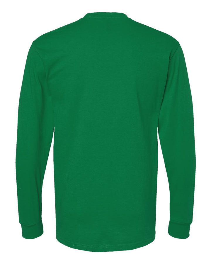 Rear View of Fine Kelly Green Gold Soft Touch Long Sleeve T-Shirt - 4820
