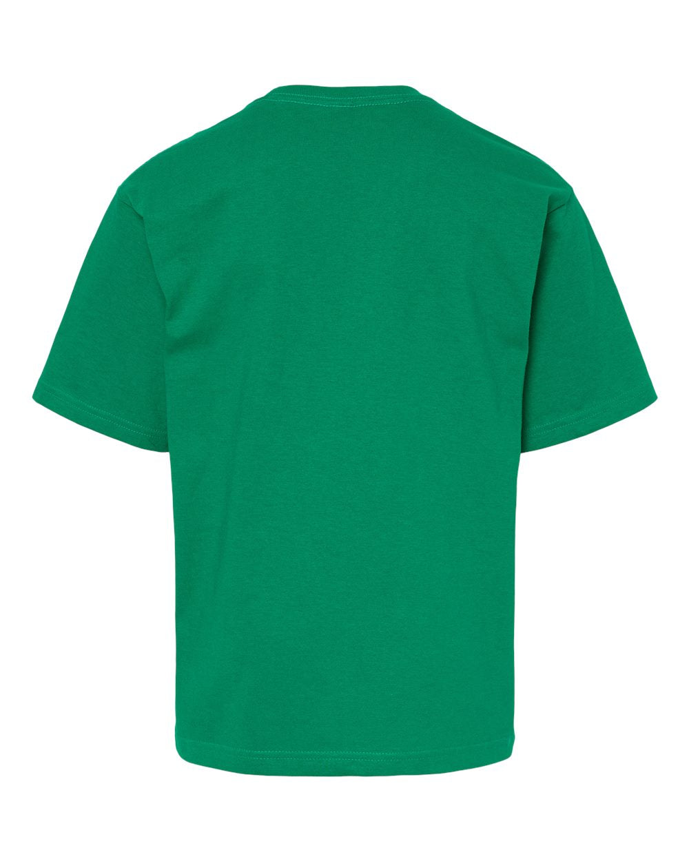 Rear View of Fine Kelly Green Youth Gold Soft Touch T-Shirt - 4850
