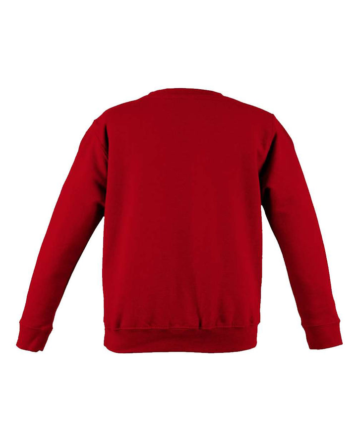 Rear View of Fire Red College Crewneck Sweatshirt - JHA030